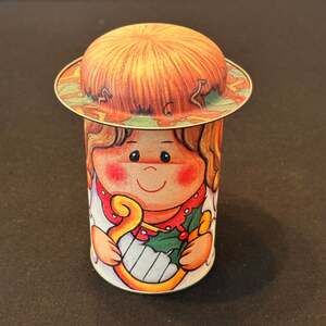 Vintage B. Shackman & Co. Christmas Caroler Tin Canister with Hat Lid 1980